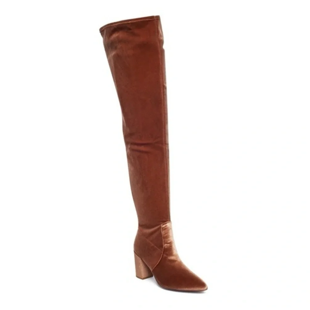 SMASH Malia Velvet Brown / Nude Over-the-Knee Boots Sz 11, 13 BNWB